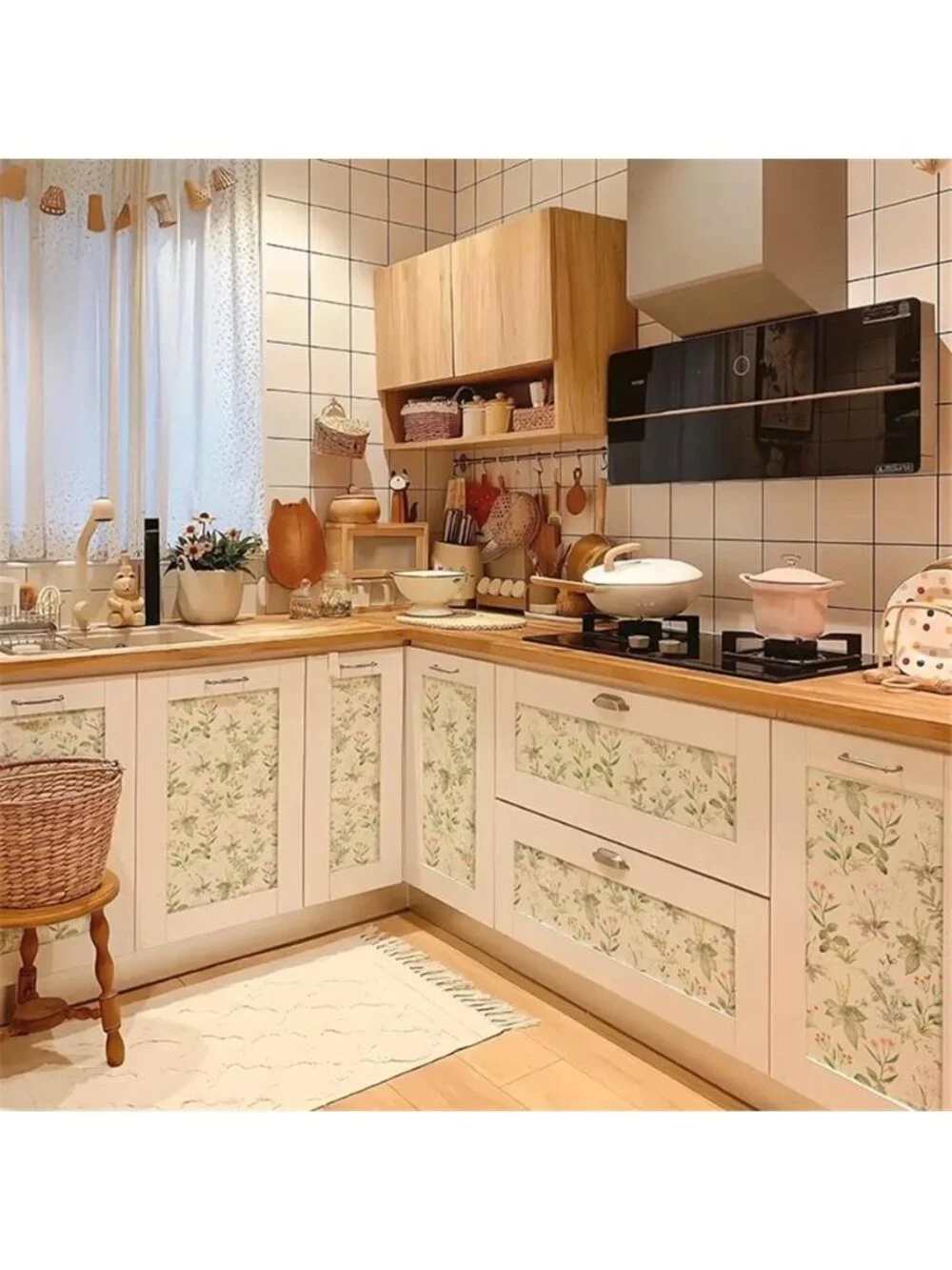 Vintage Wallpaper Peel and Stick Beige Floral Contact Paper Wall Paper